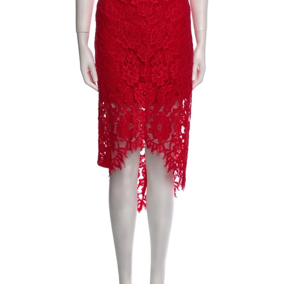 Alexis Vibrant Red Asymmetrical Lace Skirt - Picture 3 of 3